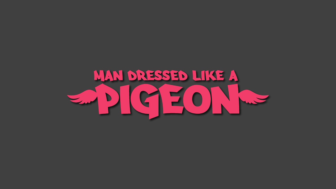 Man dressed like a pigeon logo