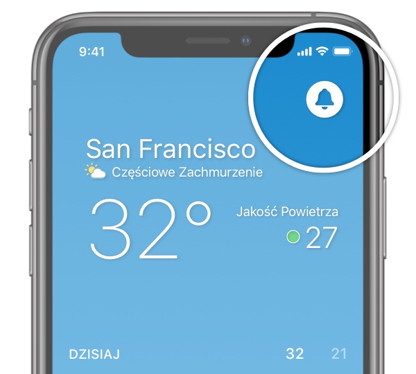 aplikacja Pogoda - ikona powiadomień